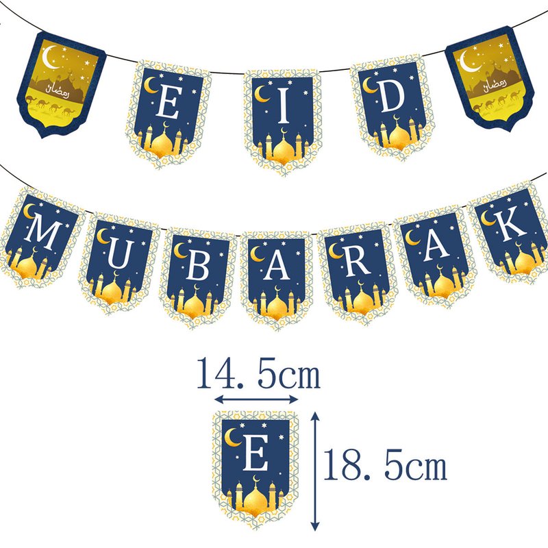 Ramadan Kareem Banner with Balloons and Decorations - Gold