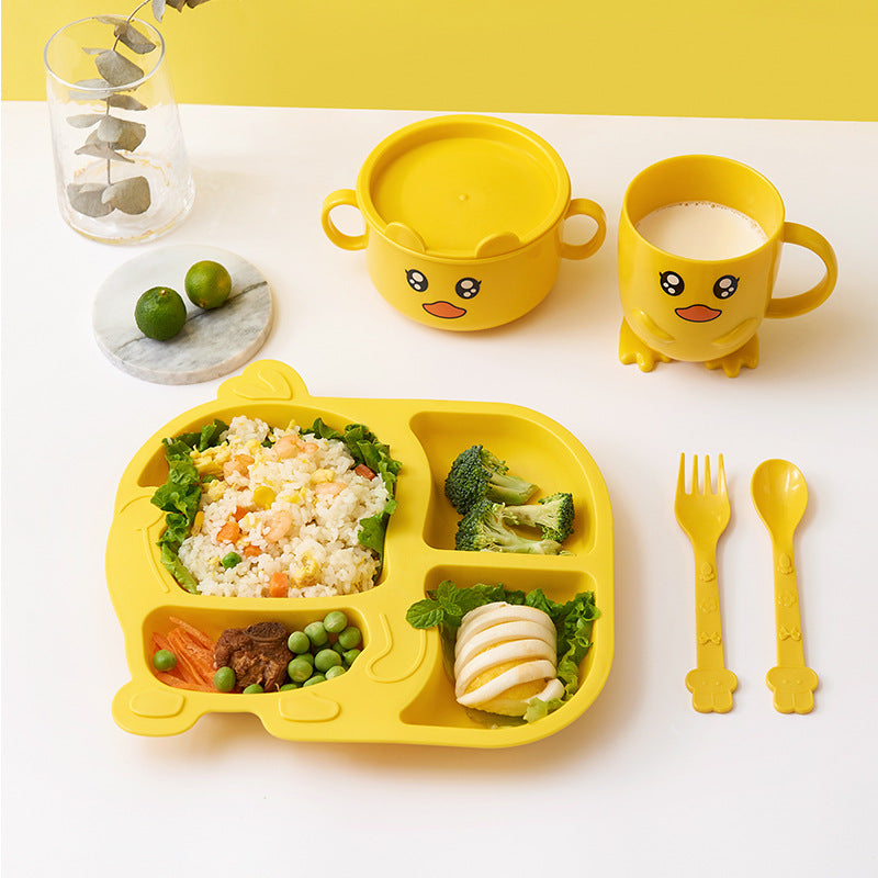Children's Cartoon Baby Dinnerware Set - 5-Piece Food Bowl Plate Fork Spoon