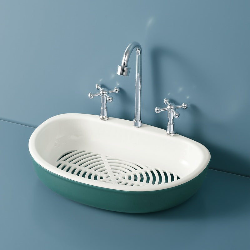 Double-Layer Bathroom Sink Soap Box with Drain - Creative Faucet Style
