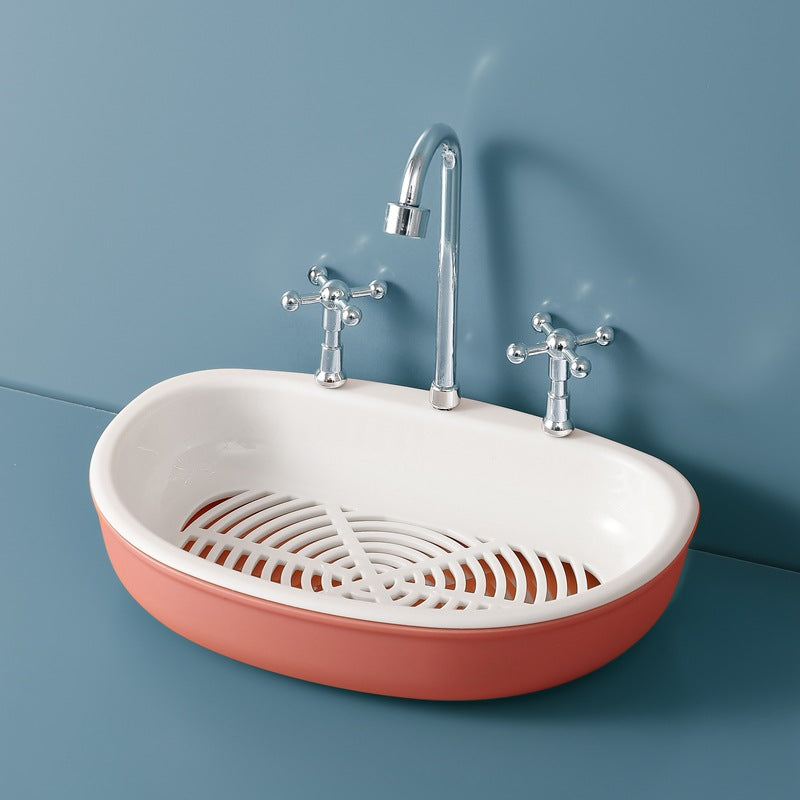 Double-Layer Bathroom Sink Soap Box with Drain - Creative Faucet Style