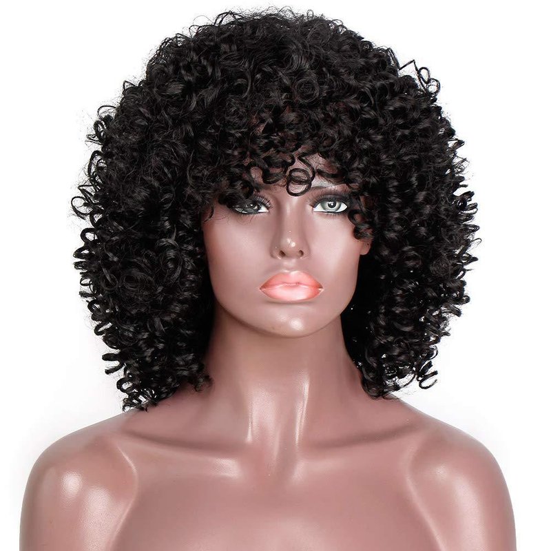 High-Temperature Silk Wig with Headgear - Black, 14 Inch