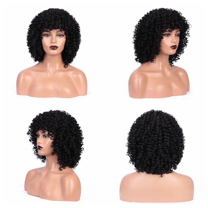 High-Temperature Silk Wig with Headgear - Black, 14 Inch