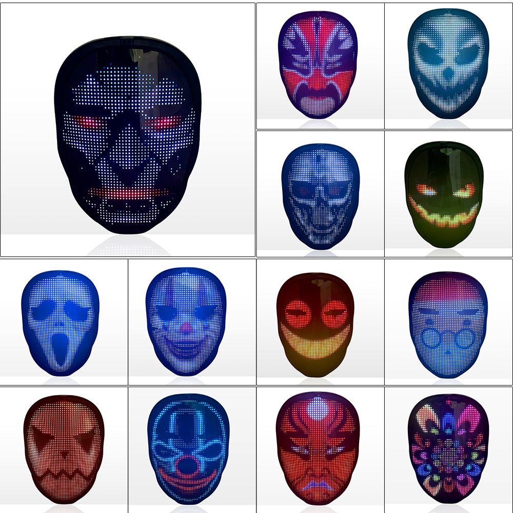LED Face Mask with App Control - Glowing Party & Holiday Mask, Color Variants