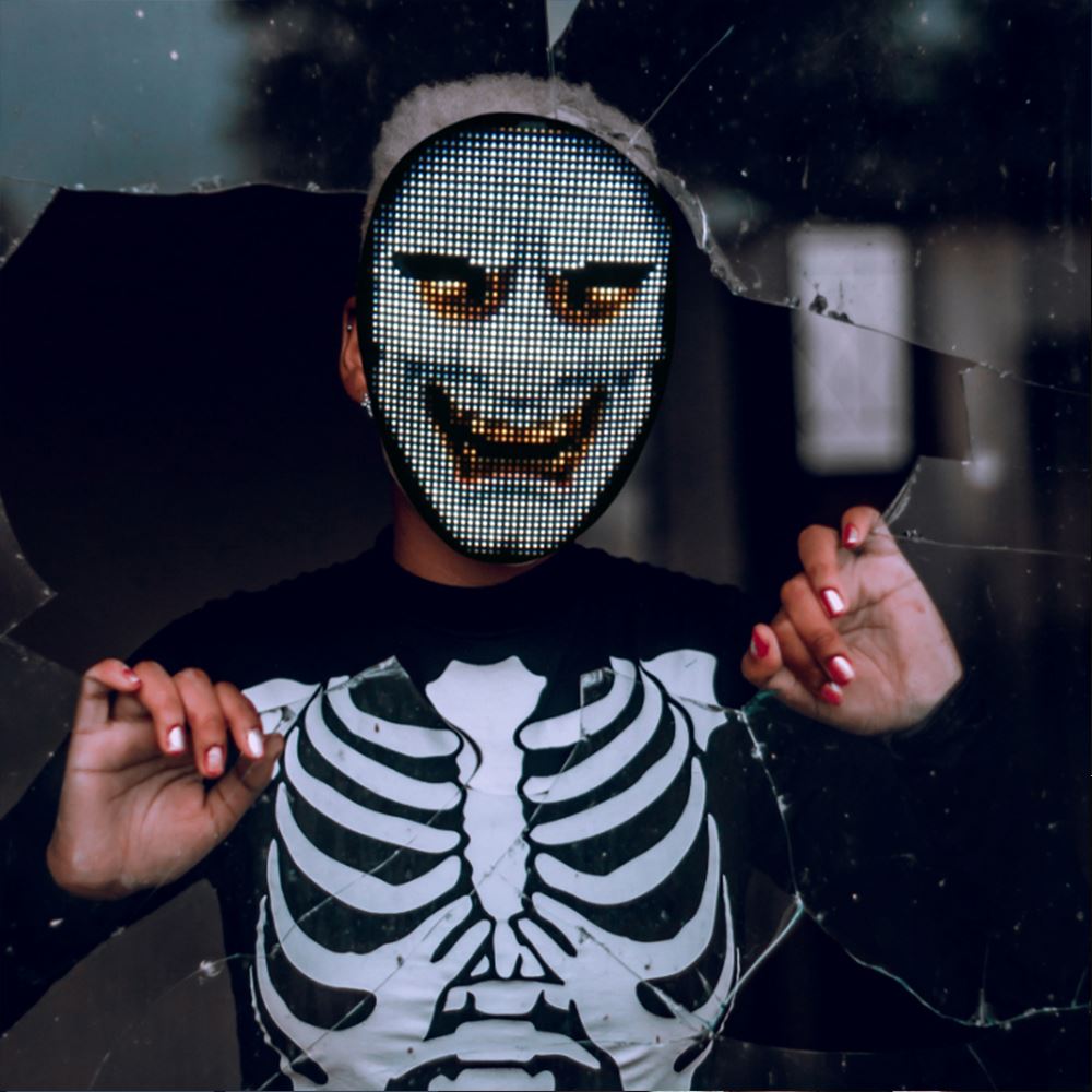 LED Face Mask with App Control - Glowing Party & Holiday Mask, Color Variants