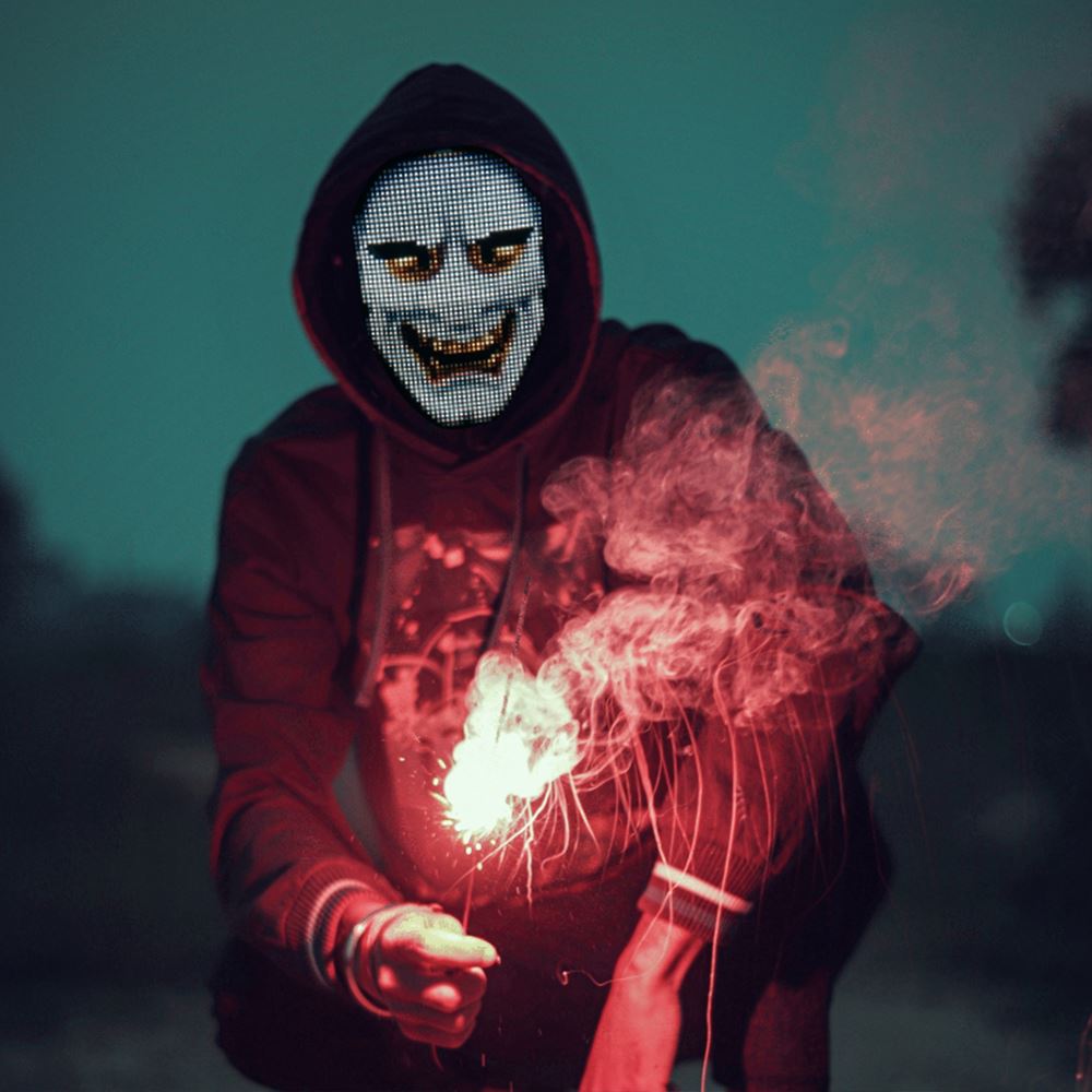 LED Face Mask with App Control - Glowing Party & Holiday Mask, Color Variants
