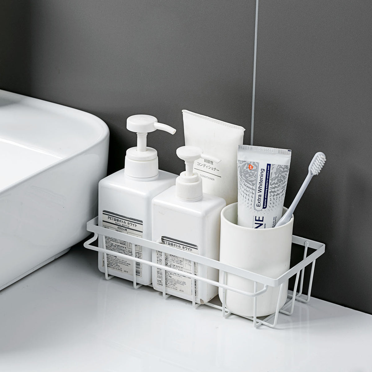 Punch-Free Bathroom Wrought Iron Shelf - No Drilling Nordic Style Black