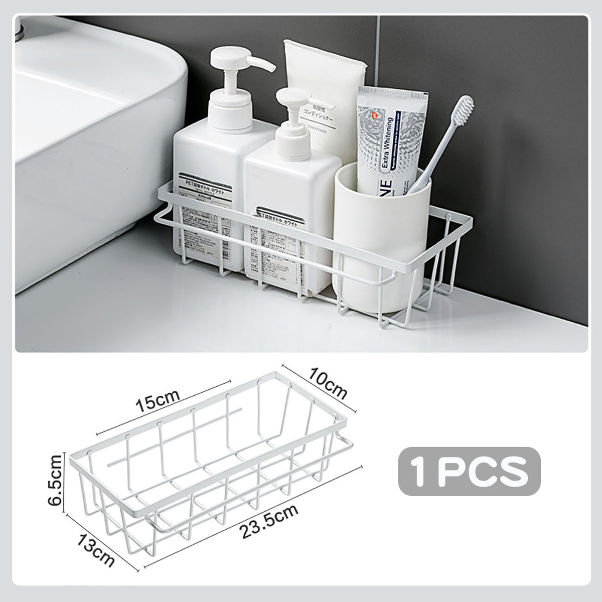 Punch-Free Bathroom Wrought Iron Shelf - No Drilling Nordic Style Black