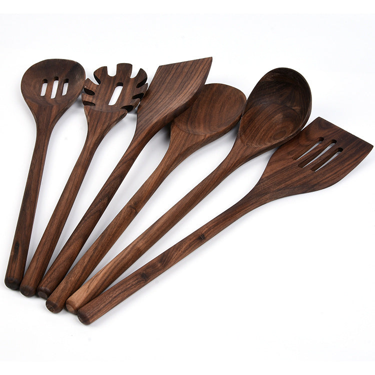 6-Piece Black Walnut Kitchen Utensil Set Wooden Cooking Tools Kitchenware