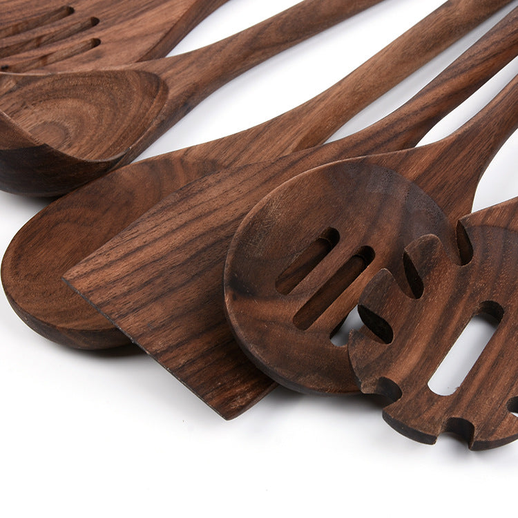 6-Piece Black Walnut Kitchen Utensil Set Wooden Cooking Tools Kitchenware