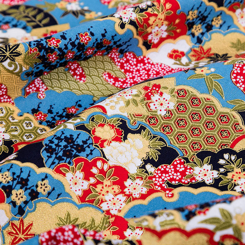 Japanese Style Printed Cotton Fabric for DIY Hanfu & Traditional Clothing