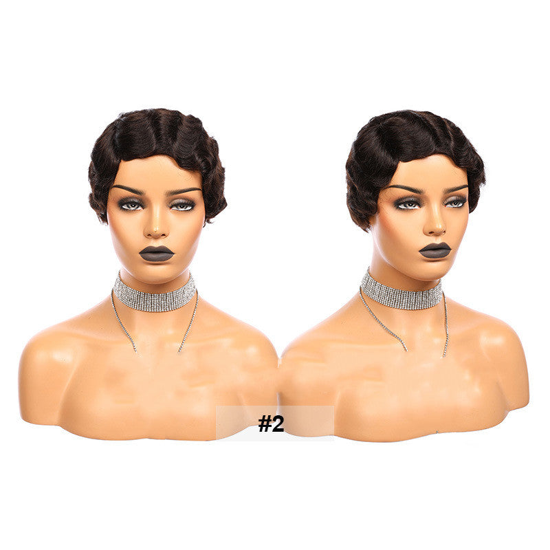 Short Human Hair Wig, Machine Made