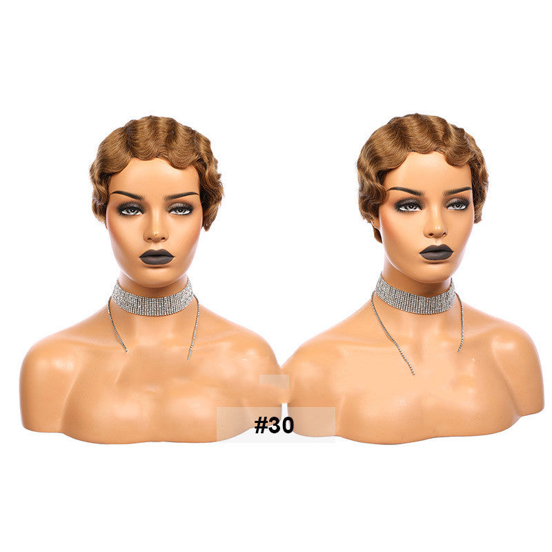 Short Human Hair Wig, Machine Made