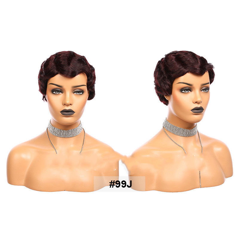 Short Human Hair Wig, Machine Made