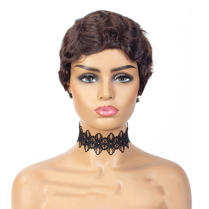 Short Human Hair Wig, Machine Made