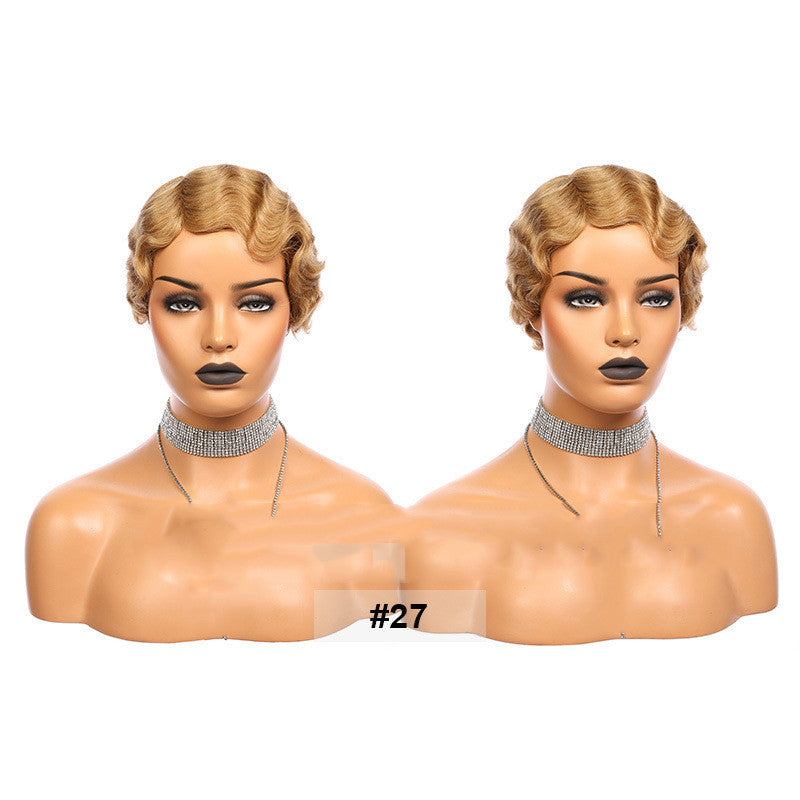 Short Human Hair Wig, Machine Made