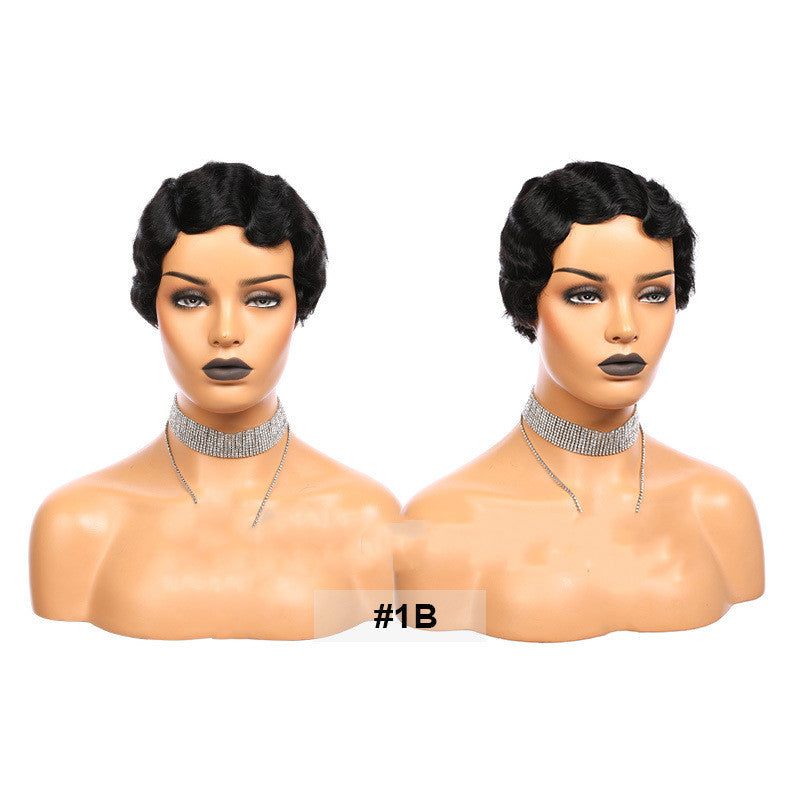 Short Human Hair Wig, Machine Made