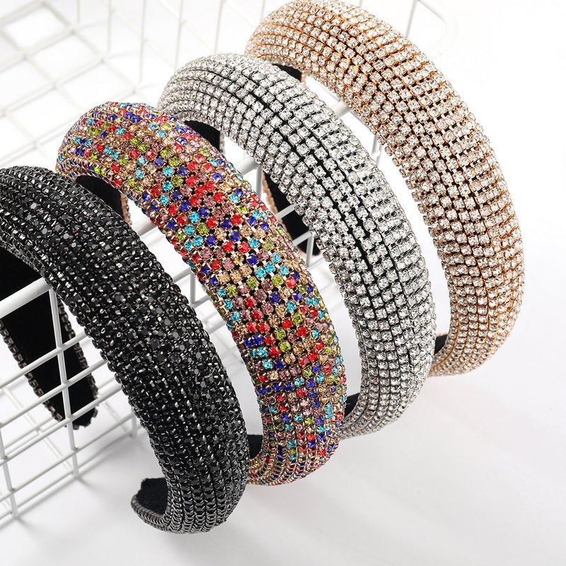 Diamond Rhinestone Wide Brim Headband for Women - Geometric Hair Accessories