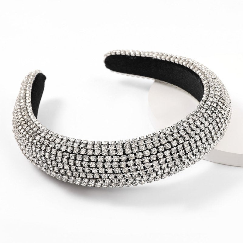 Diamond Rhinestone Wide Brim Headband for Women - Geometric Hair Accessories