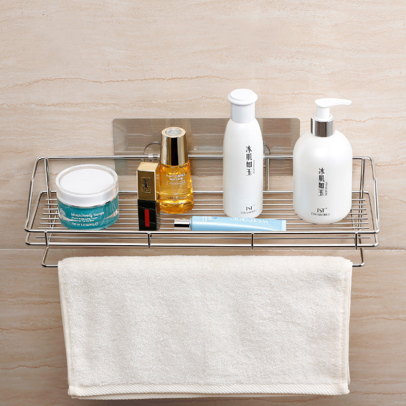 Stainless Steel Bathroom Towel Storage Rack - Wall Mounted, 10kg Load Capacity
