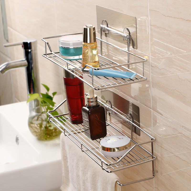 Stainless Steel Bathroom Towel Storage Rack - Wall Mounted, 10kg Load Capacity