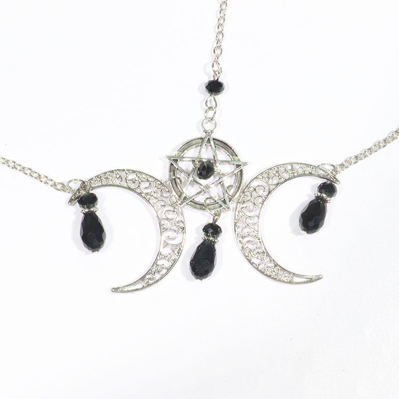 Moon Pentagram Head Chain Hair Accessory - Black