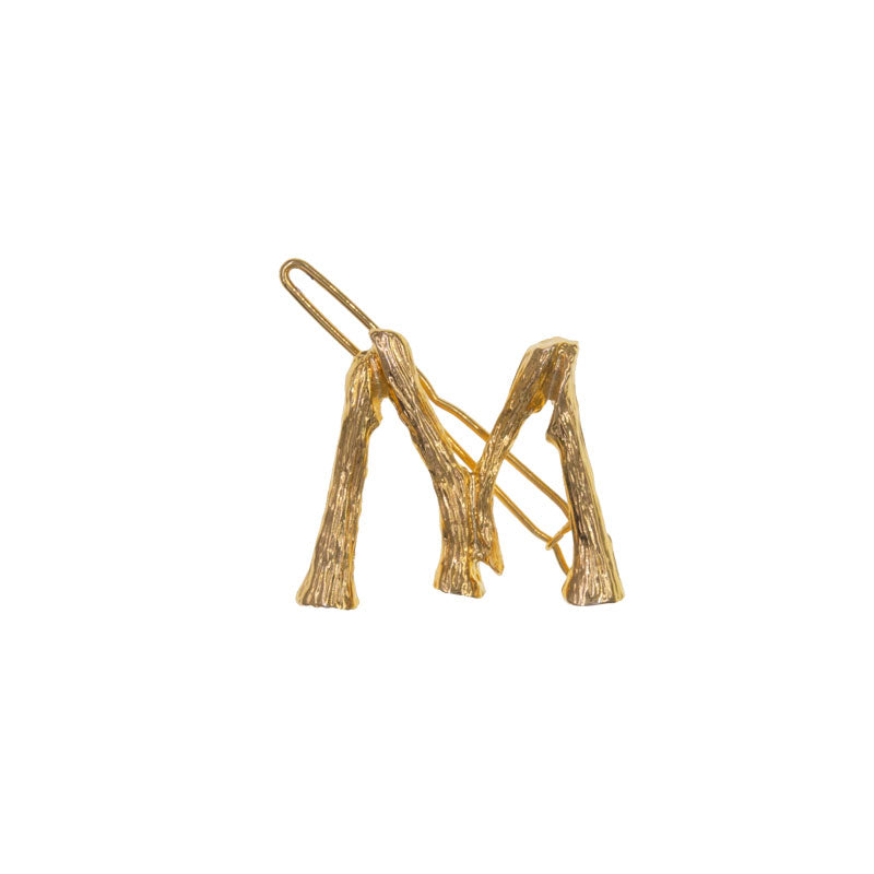 Gold Letter Hairpin Side Clip Simple Net Red Hair Accessory for Women