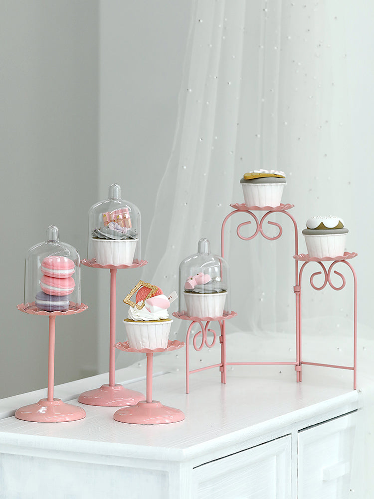 Wedding Dessert Table Pink Cake Stand - Elegant Metal Display for Cakes