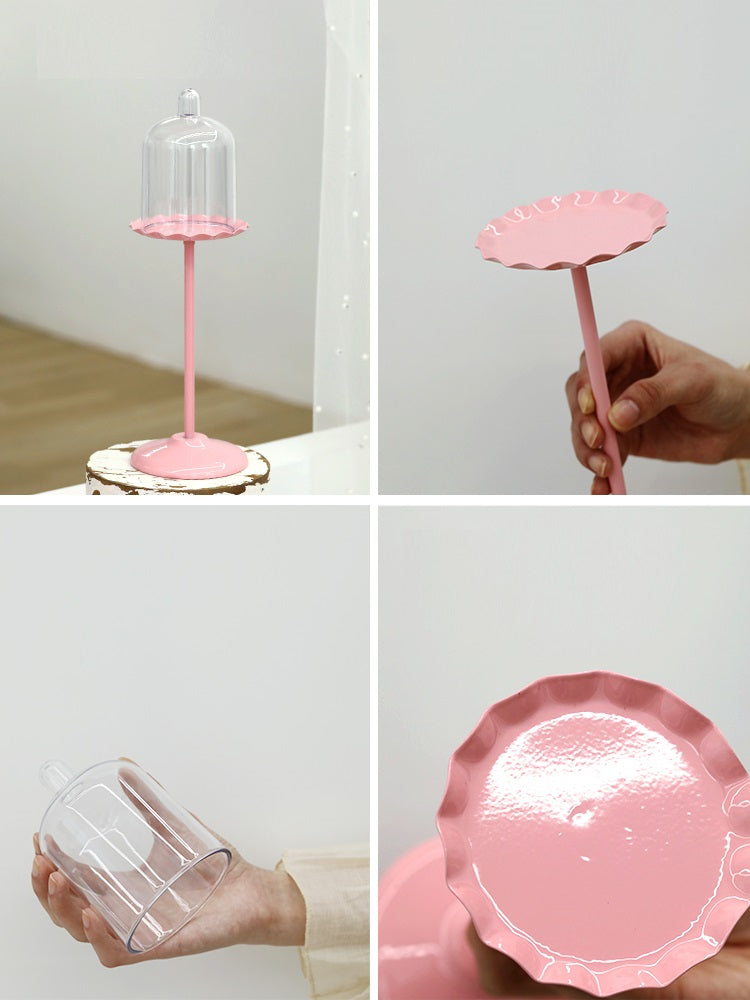 Wedding Dessert Table Pink Cake Stand - Elegant Metal Display for Cakes