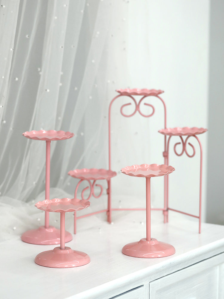 Wedding Dessert Table Pink Cake Stand - Elegant Metal Display for Cakes