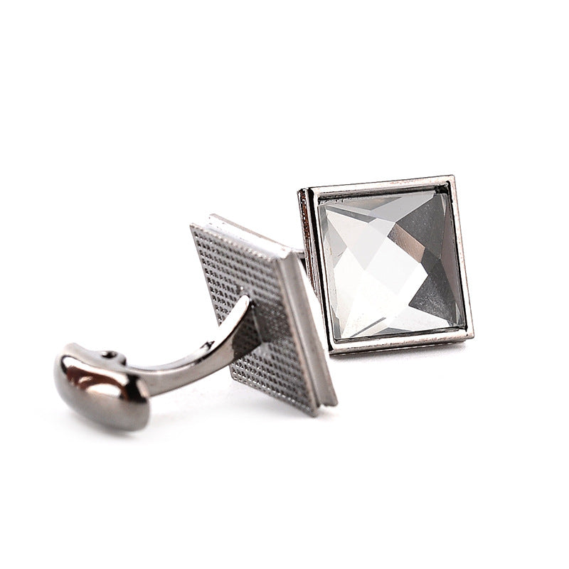 Elegant Diamond-Studded Cufflinks for Business & Formal Wear - Unisex Drop Shape