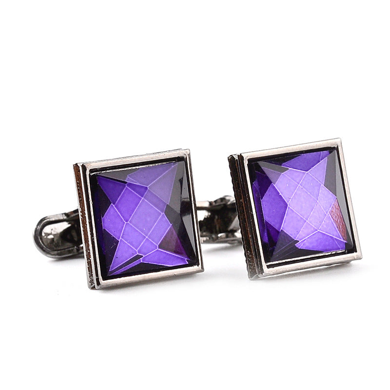 Elegant Diamond-Studded Cufflinks for Business & Formal Wear - Unisex Drop Shape