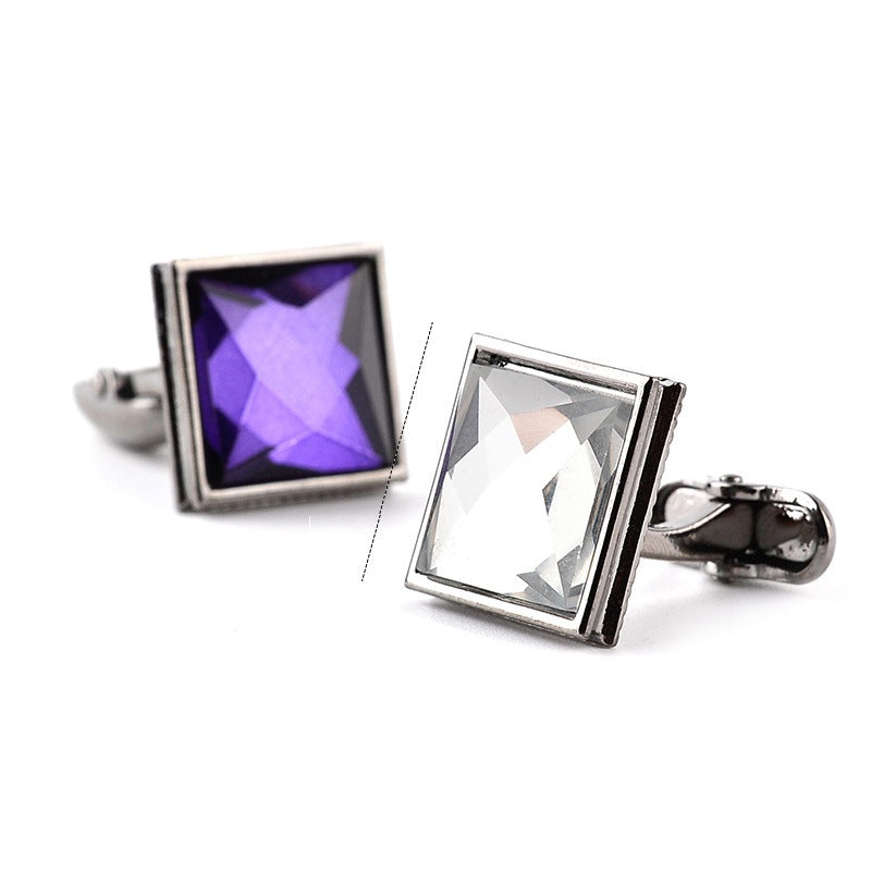 Elegant Diamond-Studded Cufflinks for Business & Formal Wear - Unisex Drop Shape