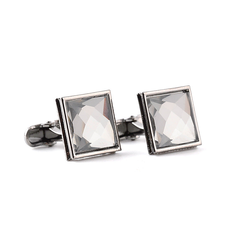 Elegant Diamond-Studded Cufflinks for Business & Formal Wear - Unisex Drop Shape