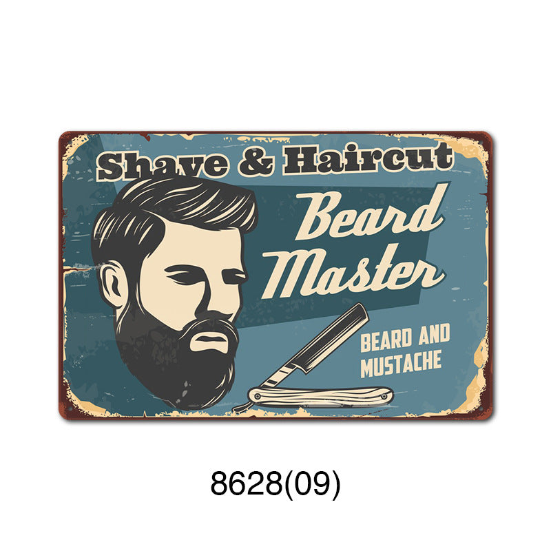 Retro Tin Wall Art - Barbershop Background Framed or Frameless Decorative Painting