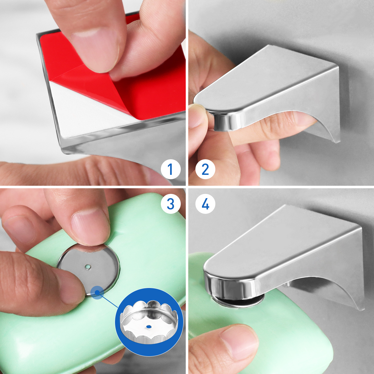 Magnetic Soap Holder - Rustproof Stainless Steel Bathroom Storage
