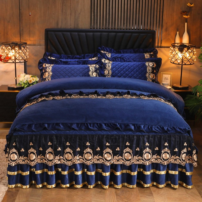 Lace Edge Bedskirt with Pillowcases - Home Textiles for Bed & Bedroom Decor