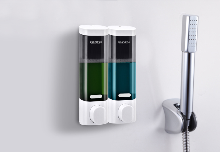 Wall-Mounted Hand Soap Dispenser and Sanitizer Bottle Holder for Bathroom