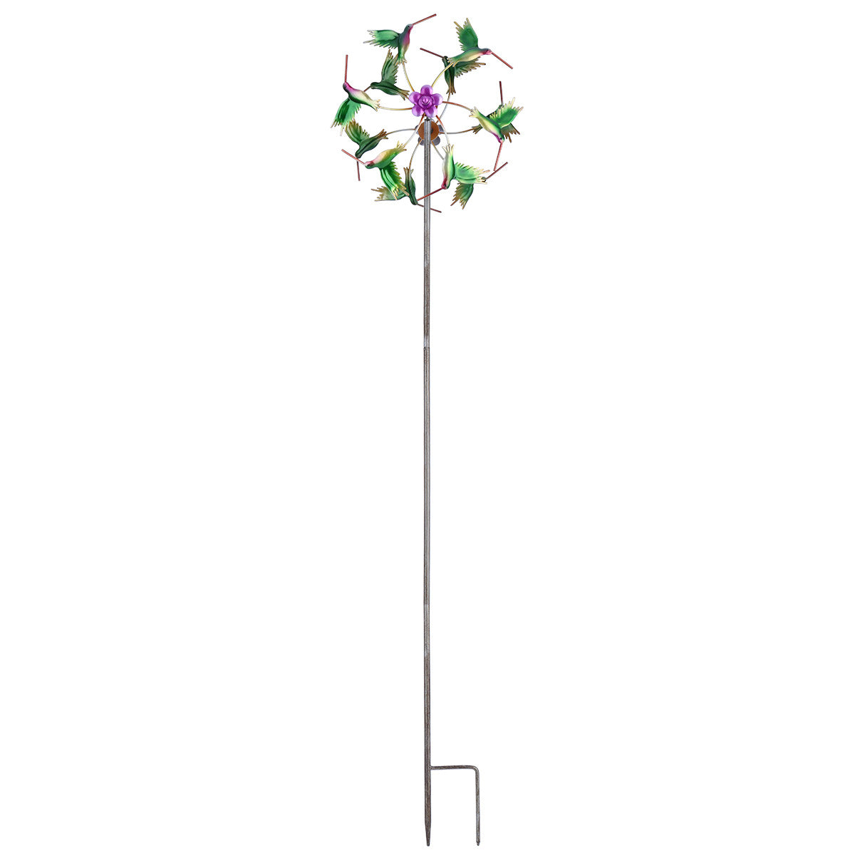Metal Windmill Garden Decor with Hummingbird or Sunflower Finish - Lawn Yard Ornament