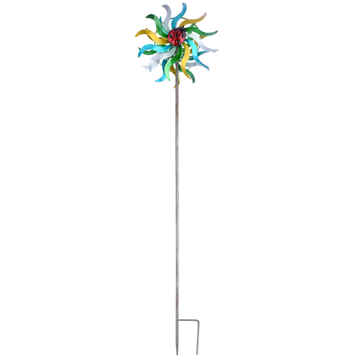 Metal Windmill Garden Decor with Hummingbird or Sunflower Finish - Lawn Yard Ornament