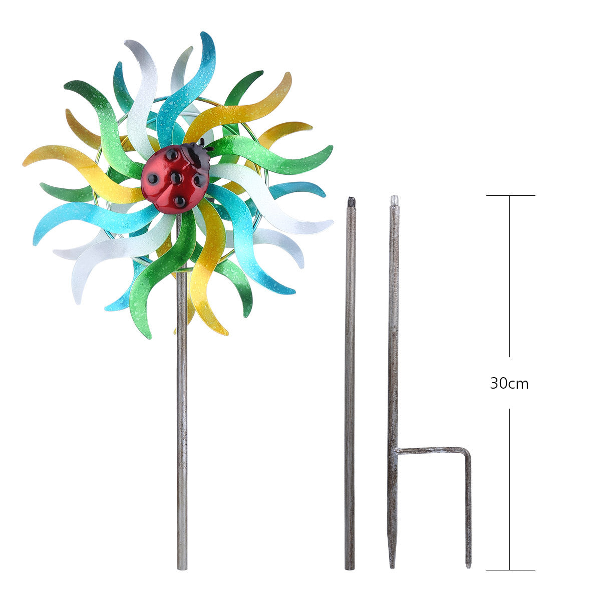 Metal Windmill Garden Decor with Hummingbird or Sunflower Finish - Lawn Yard Ornament