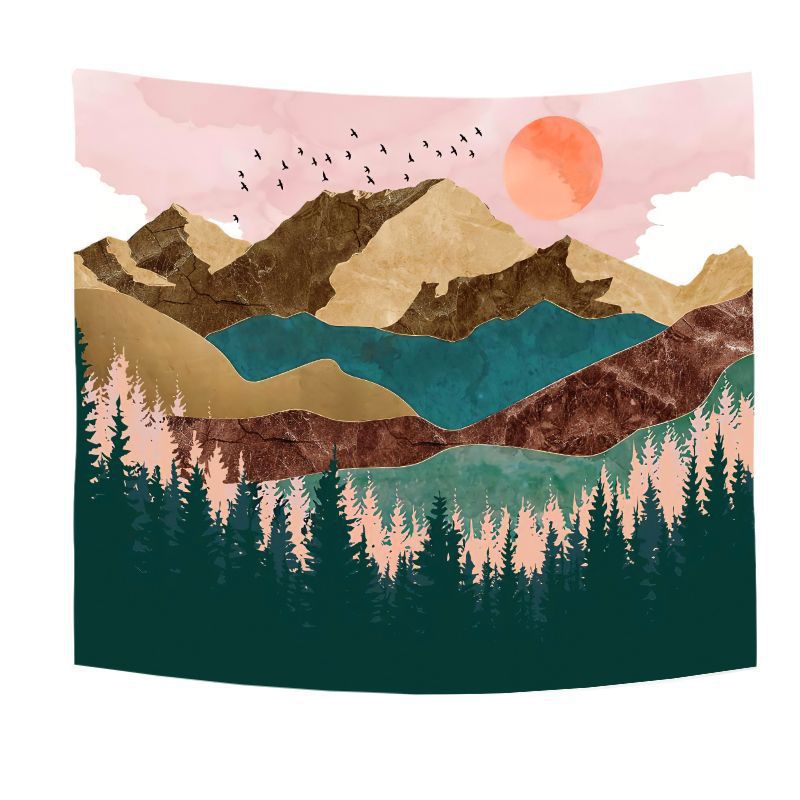Nordic Mountain Wall Tapestry - Landscape Fabric Home Decor, Multiple Sizes & Styles