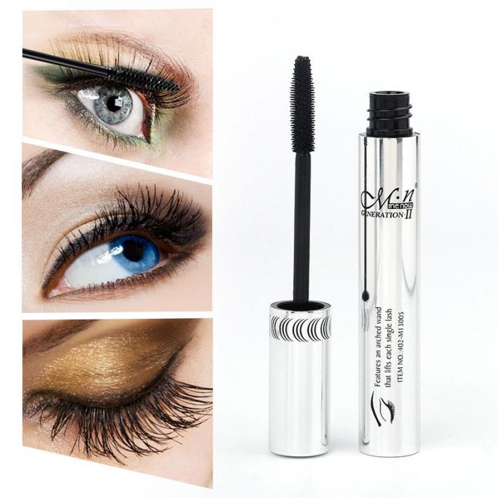 Waterproof Black Mascara with Long-Lasting Volume and Precise Brush - Bright Silver Tube