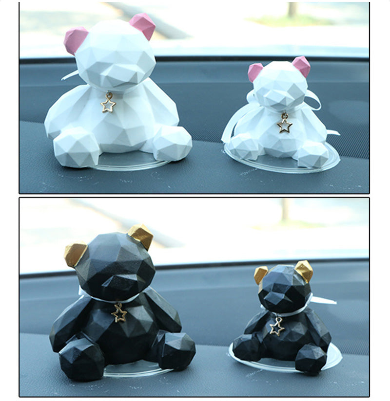 Car Aromatherapy Decor Bear - Geometric Plaster Ornament with Essential Oil