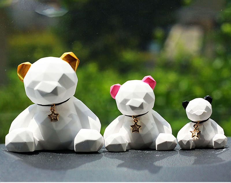 Car Aromatherapy Decor Bear - Geometric Plaster Ornament with Essential Oil