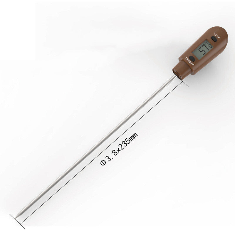 Digital Cooking Thermometer with Silicone Scraper Spatula - Food & BBQ Safe, Brown
