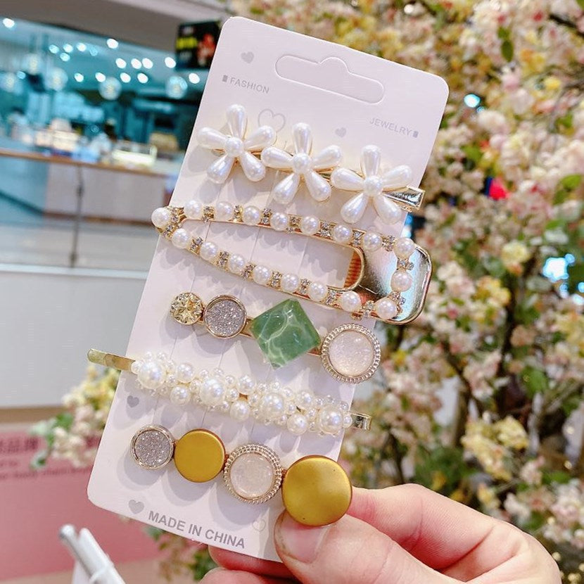 Pearl Hairpin Set for Women - Korean Style Hair Clips for Side Bangs & Hair Accessories