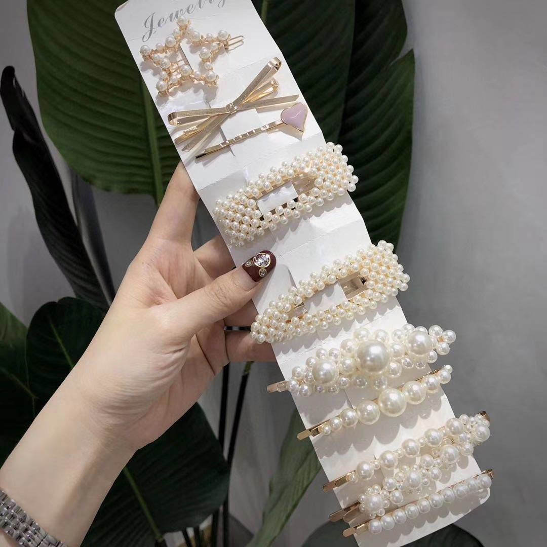 Pearl Hairpin Set for Women - Korean Style Hair Clips for Side Bangs & Hair Accessories