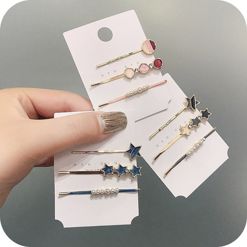 Pearl Hairpin Set for Women - Korean Style Hair Clips for Side Bangs & Hair Accessories