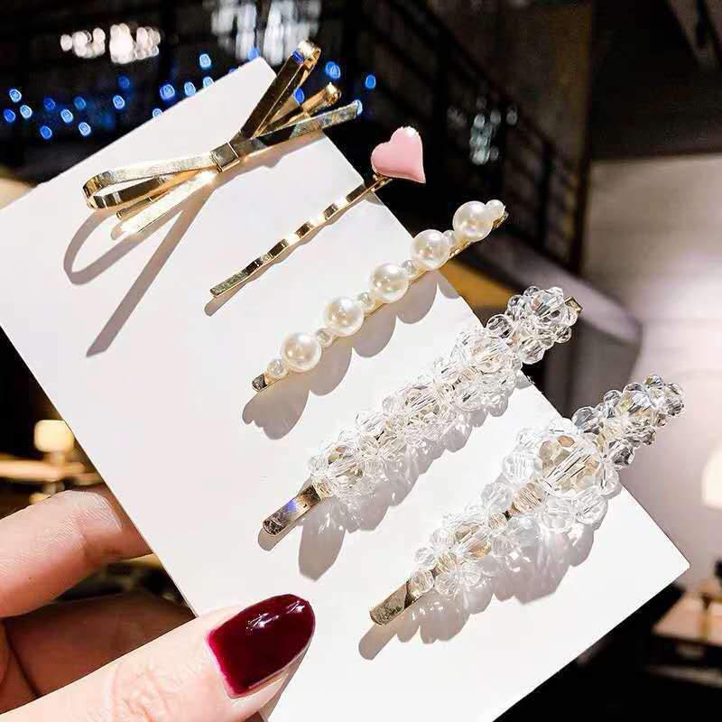 Pearl Hairpin Set for Women - Korean Style Hair Clips for Side Bangs & Hair Accessories