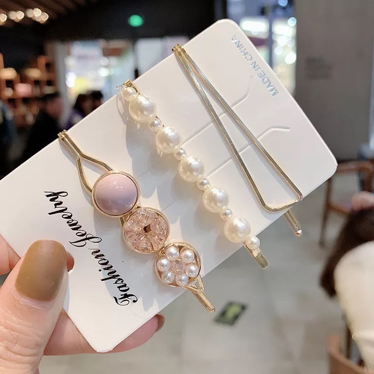 Pearl Hairpin Set for Women - Korean Style Hair Clips for Side Bangs & Hair Accessories